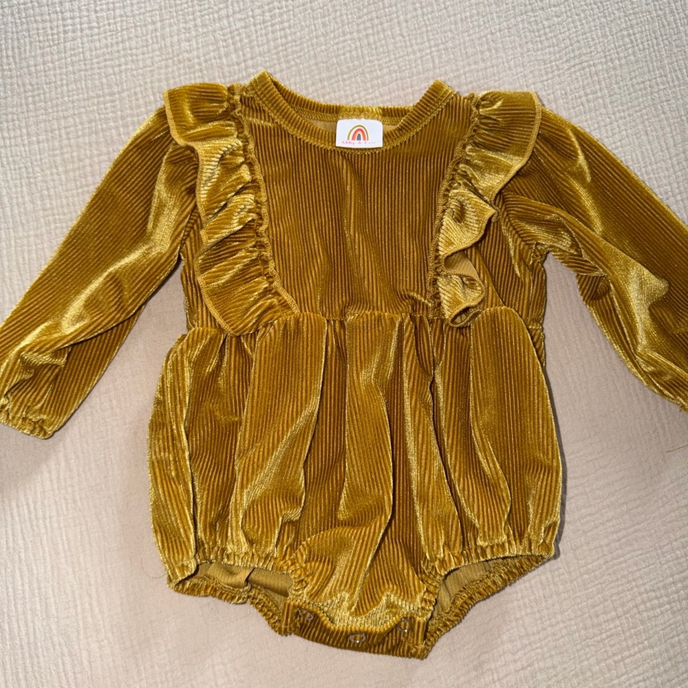 Gold Ruffled Kids One Piece